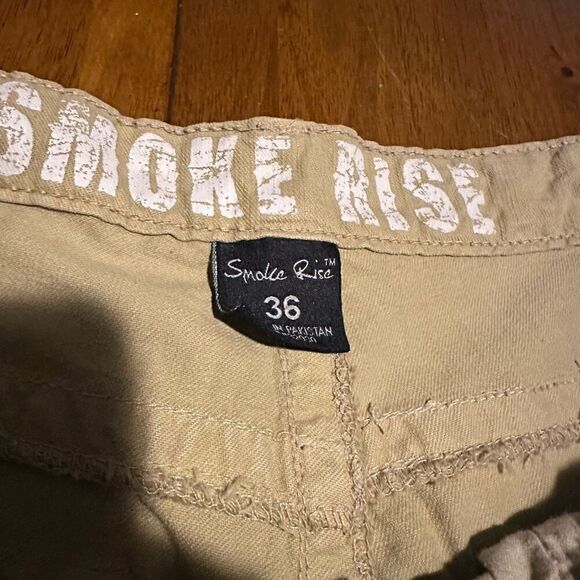 Vintage Smoke Rise Shorts Mens 36 Khaki Distressed Denim Jean Jorts Y2K - Picture 5 of 8